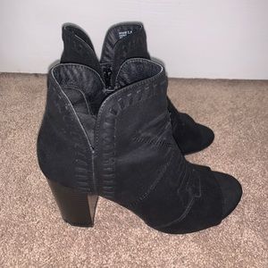 black peep toe booties